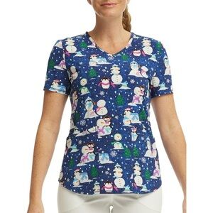 Scrub Star Penguin/Snowman Scub Top - Size Medium NWT